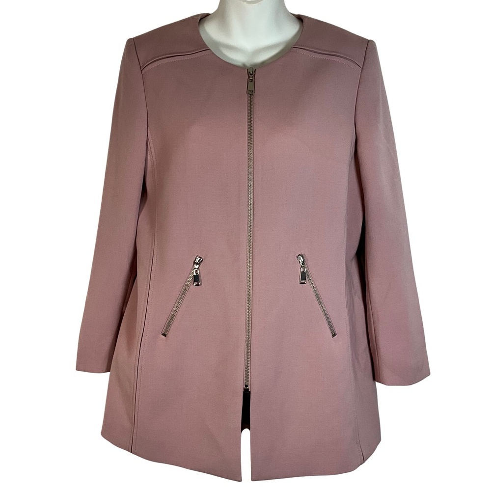 Tahari Blazer Size 12P Mauve Zip-Up front & pockets  Lined